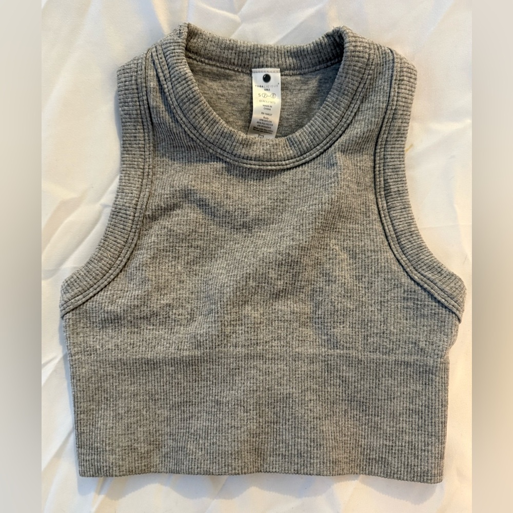 Girls crop yoga tank gray
